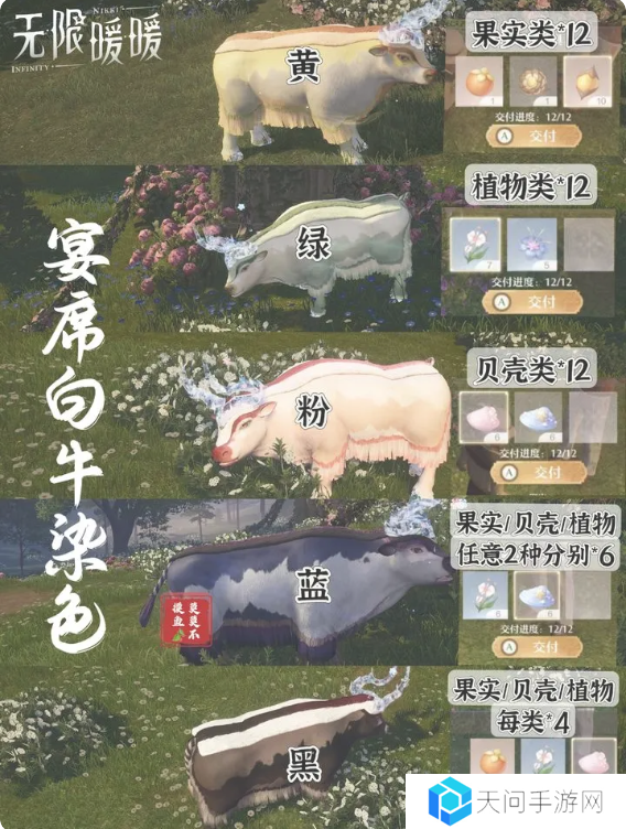 无限暖暖宴席白牛香料配方大全   宴席白牛蓝
